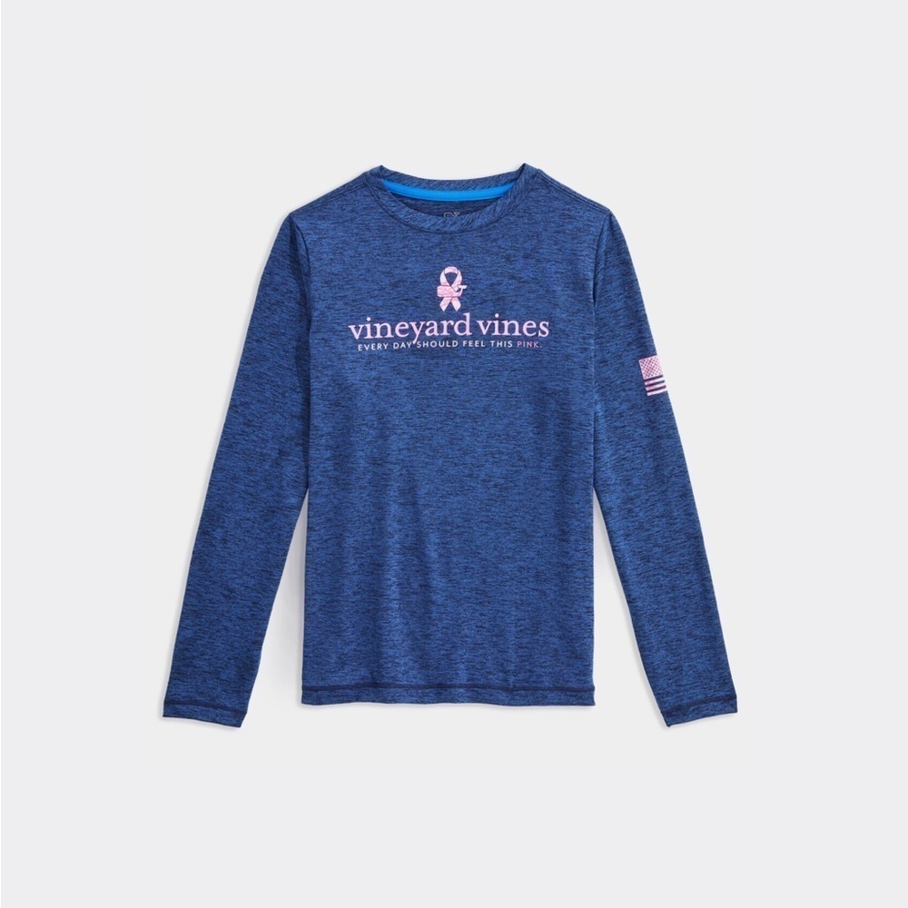❄️ Vineyard Vines | Breast Cancer Awareness Camo L/S Harbor Performance Tee S